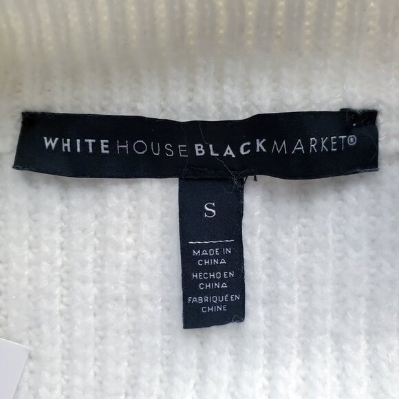 WHBM NWT Side Zip Mock Neck Detail Striped Sweater Puffy Sleeves S - Picture 6 of 13